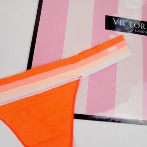 nwt victoria's secret pink no show seamless thong striped